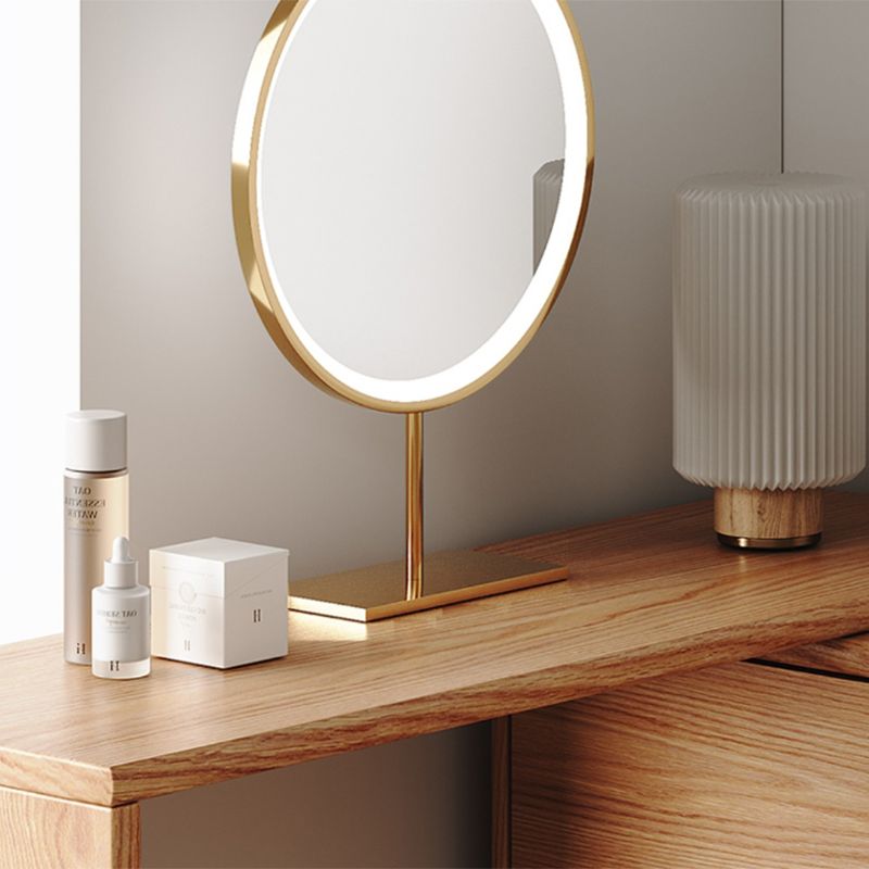 Contemporary Oak With Drawer Natural Mirror Bedroom Dressing Table