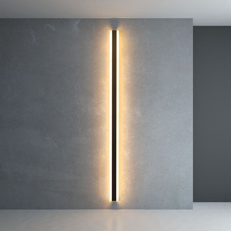 Linear Shape Metal Wall Mount Lighting Modern 1-Light Wall Mounted Light Fixture in Black