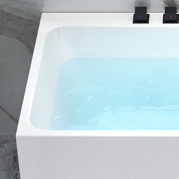 Back to Wall Soaking Bathtub Modern Rectangular Antique Finish Bathtub