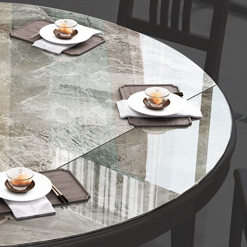 Modern Simple Dining Table Sintered Stone Dinner Table with Wood Legs