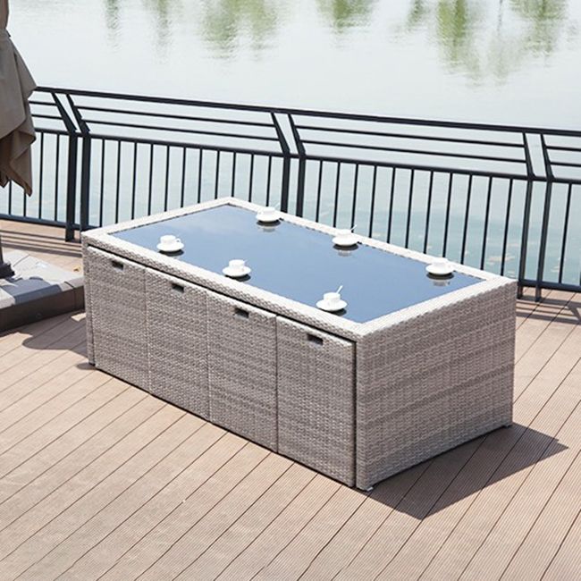 Modern 1/3/5/7/9 Pcs Dining Set Glass Rectangular Dining Table Set
