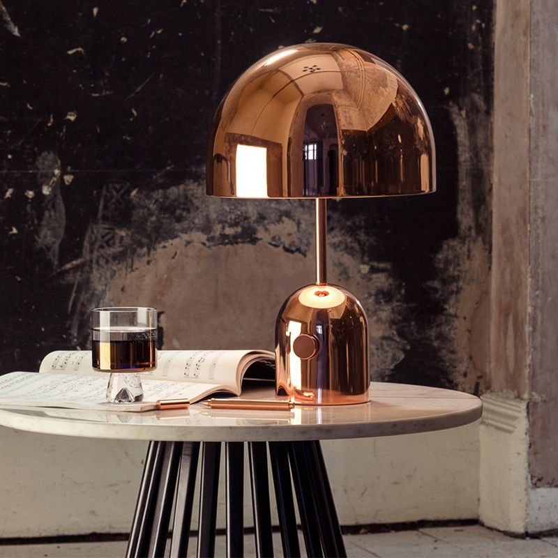 Lampada da pranzo a 1 tavolo da pranzo Simple Copper Table Light with Dome Metal Shade