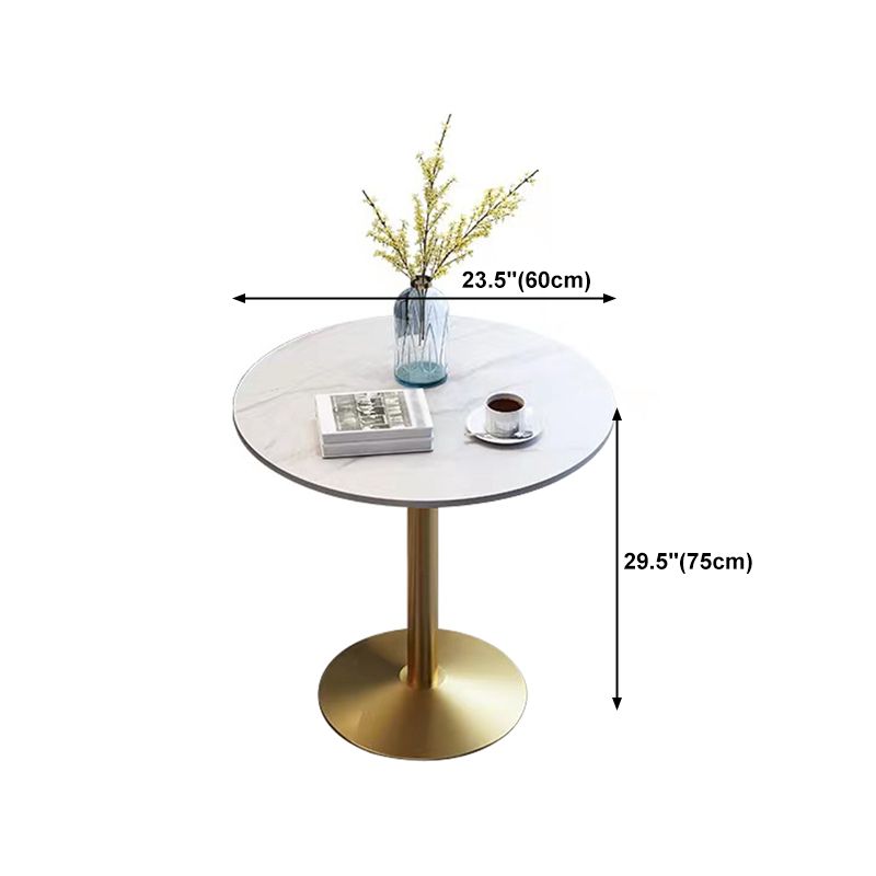 Stone Top Dining Table Round Dining Table with Pedestal Base in Gold