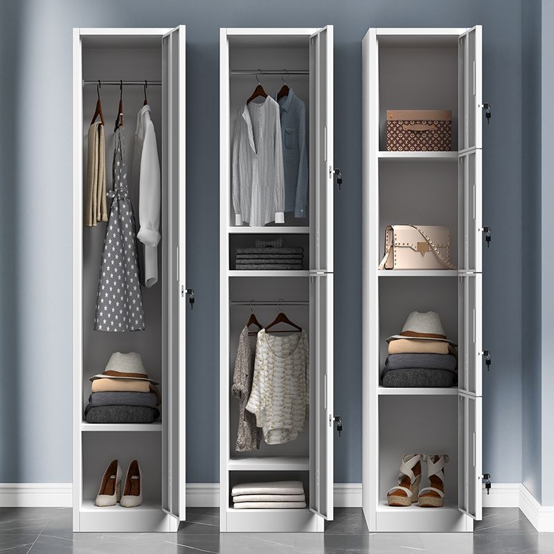 Grey and Black Non-Hanging Armoire Modern Metal Storage Cabinet with Doors