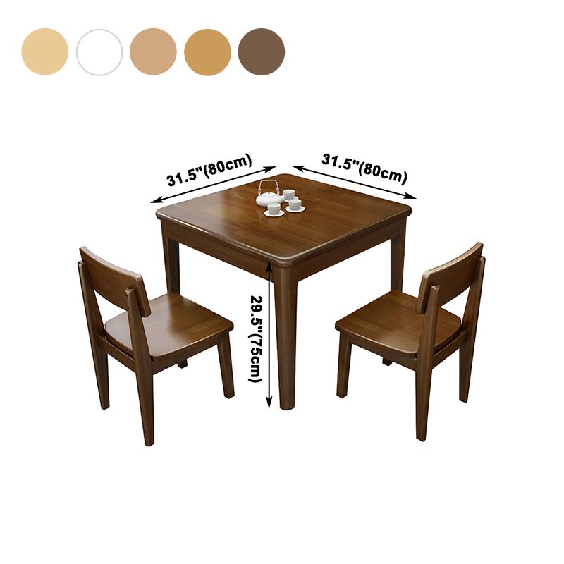 Simple Solid Wood Standard Dining Table Square Shape Kitchen Dining Table with 4 Legs Base