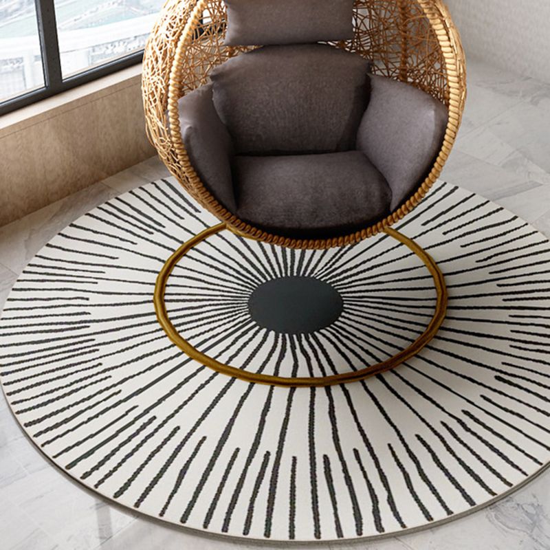Khaki Funky Lines Pattern Indoor Rug Contemporary Simplicity Round Carpet Polyester Anti-Slip Backing Area Carpet for Home Decor