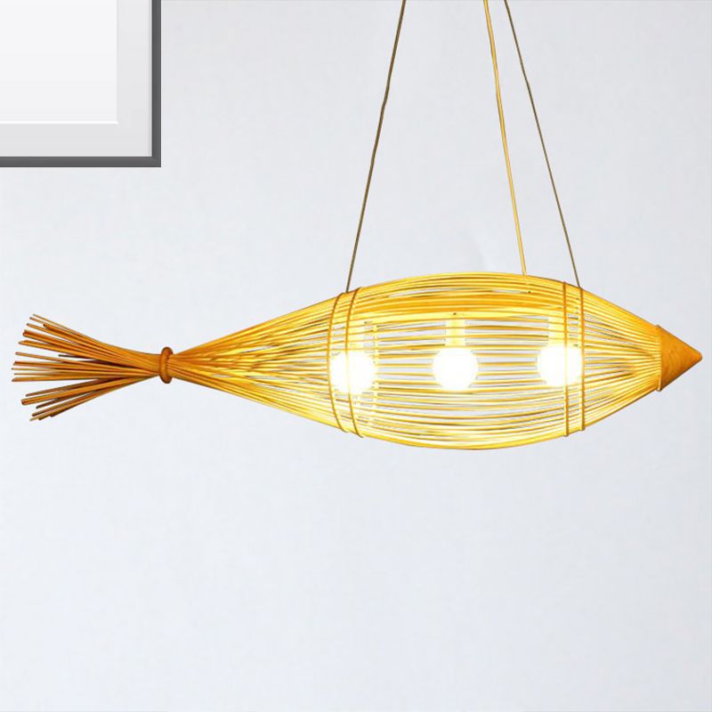 12"/16" Wide Weave Suspension Pendant Retro Bamboo 1 Bulb Wood Hanging Light Fixture