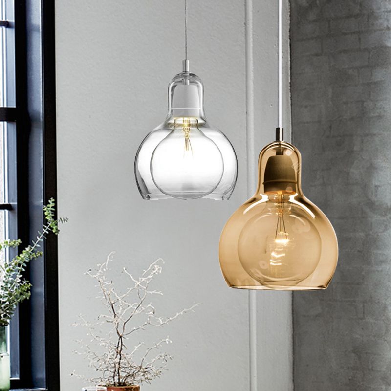 Bulb Glass 1 Light Hanging Light Fixtures Adjustable Wire Pendant Lighting for Restaurant
