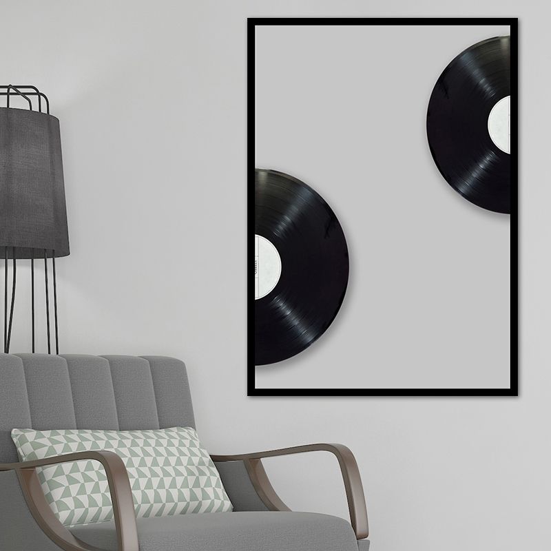 Music CD Disk Wall Decor Vintage Style Textured Bedroom Canvas Print, Multiple Sizes