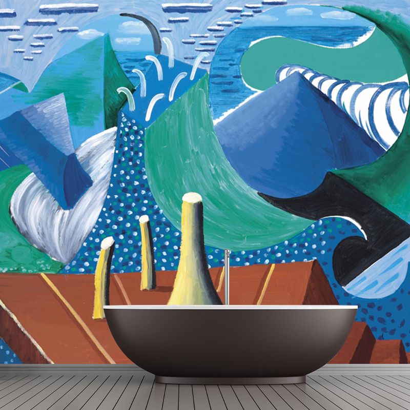 Sea at Malibu Mural Decal Pop Art Moisture Resistant Living Room Wall Decor, Custom Size