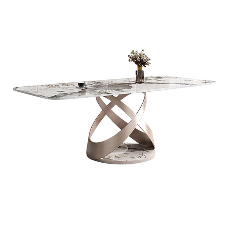 Mesa de comedor de rectángulo de lujo tradicional colección de comedor de pedestal de piedra