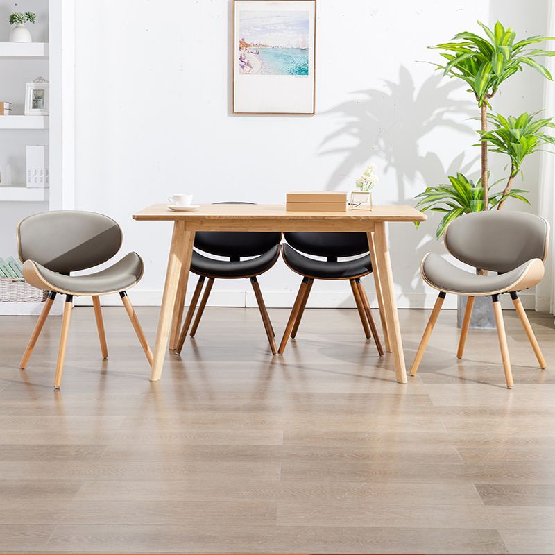 Contemporary Style Leather Dining Chair Open Back Dining Side Chair for Kitchen