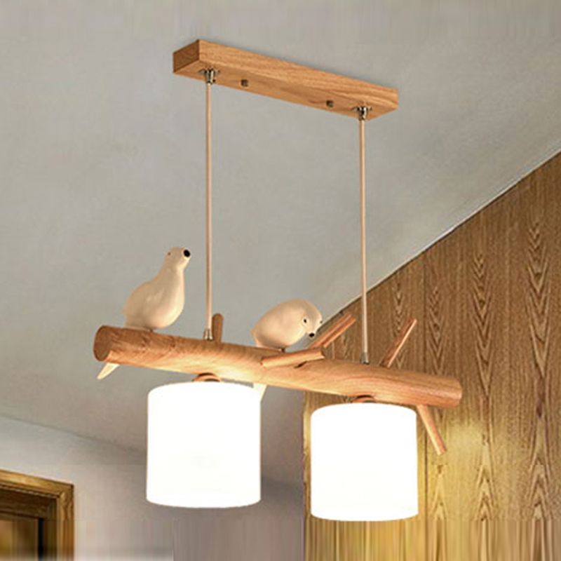 Luces colgantes contemporáneos luces de la isla de cilindro vidrio blanco para la isla de cocina