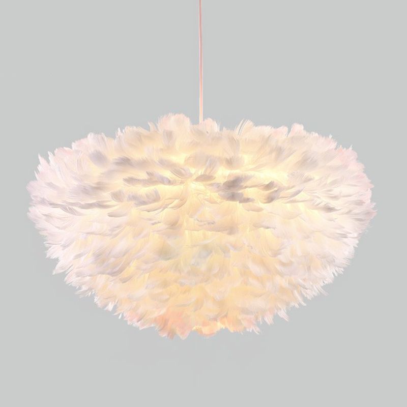 Nordic-Style Shaded Chandelier Pendant Light Feather Bedroom Pendant Lighting Fixture