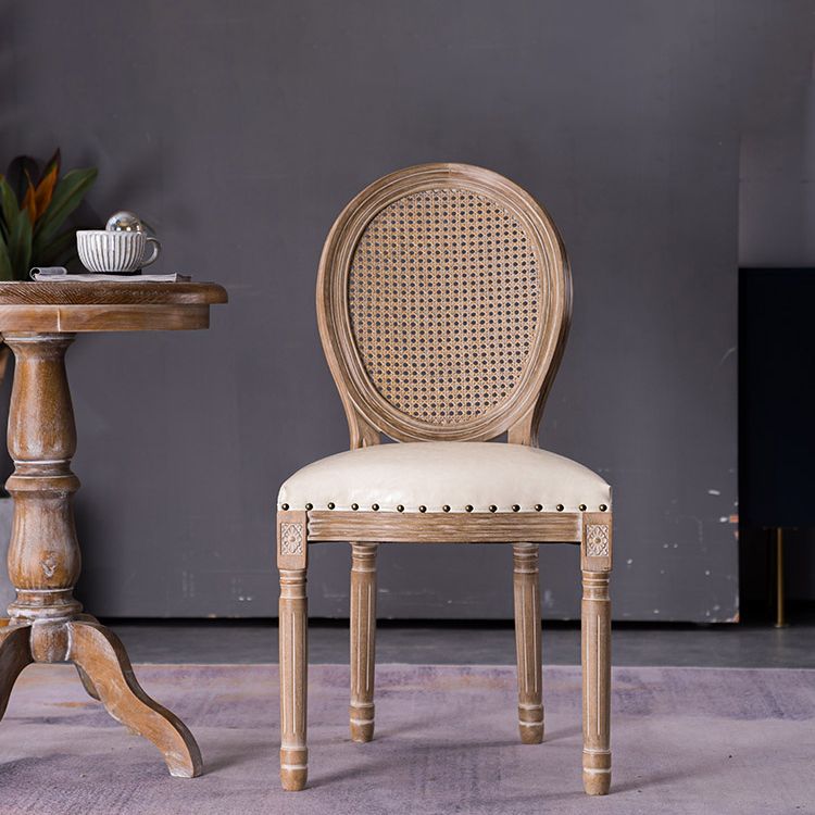 Chaises de salle à manger sans accoudoirs rembourrées, chaise latérale à dossier King Louis avec pieds en bois
