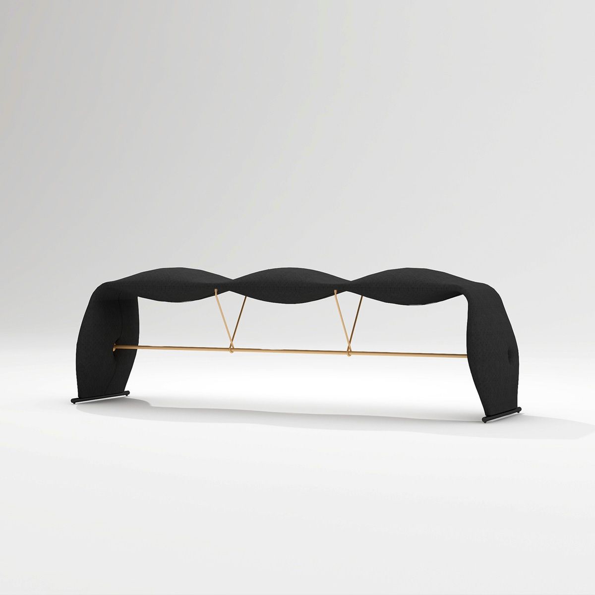 Solid Color Cushioned Seating Bench Rectangle Modern Bedroom Bench