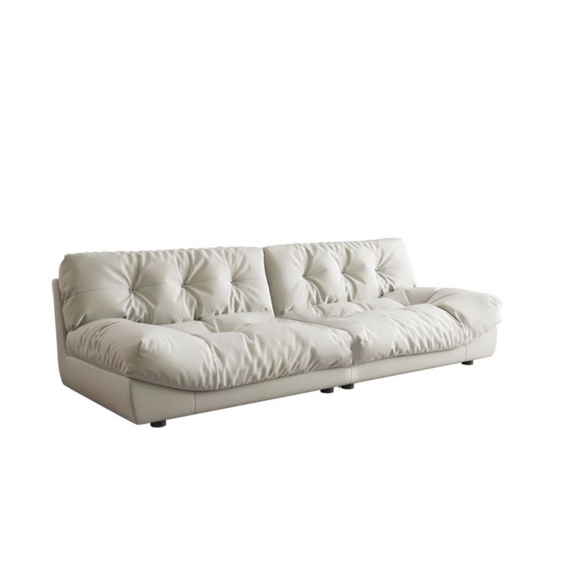 Tufted Split-Back Seating Armless Standard Sofa Leather for Apartment