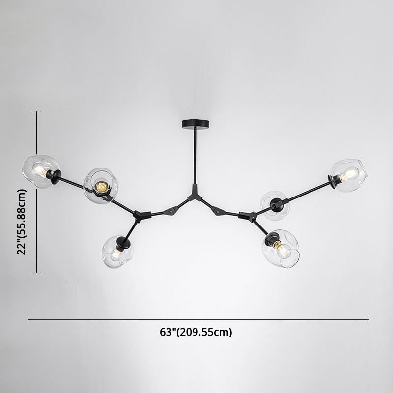 Apparecchi di illuminazione del lampadario ramificati Luce di sospensione in vetro moderno per soggiorno