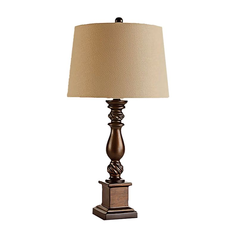 Baluster Chamber Night Lamp Traditional Resin 1 Head Beige Table Light with Drum Lampshade