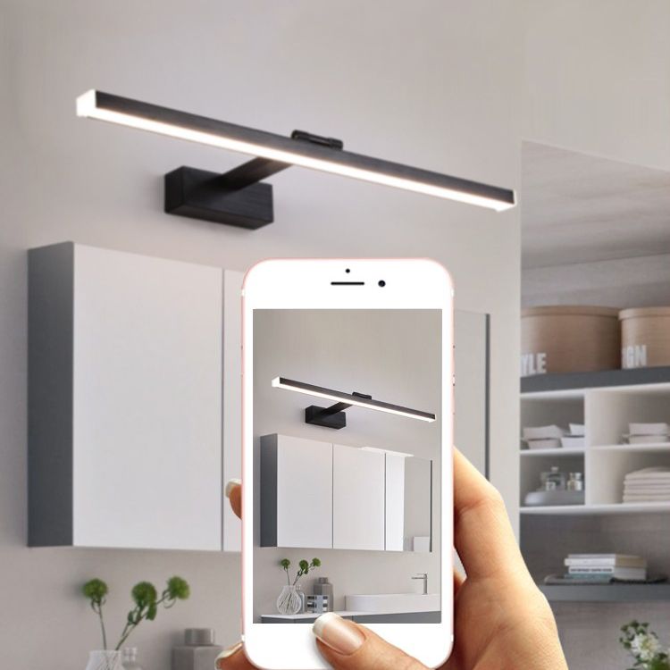 Strip Wall Mounted Light Fixture Nordic Metal LED Bathroom Wall Sconce Lighting in Black