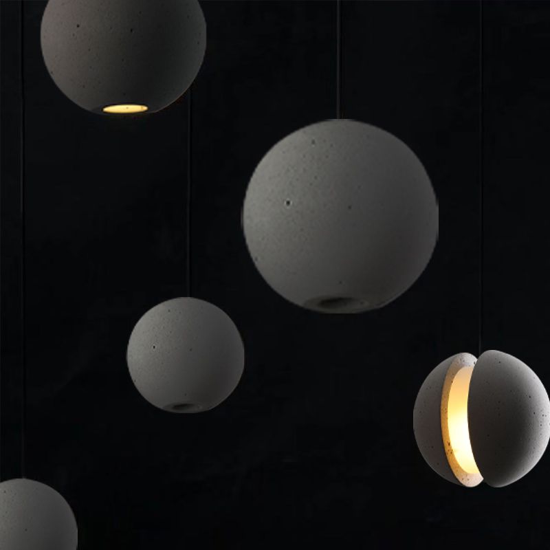 Funzione illuminazione a sospensione sferica Stile Nordico Cemento Grigio Servitore a sospensione Luce del soffitto