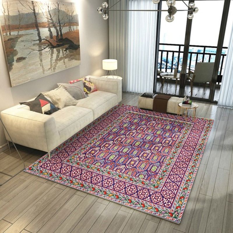 Tapis traditionnel orange Tapis de fleurs en polyester tapis lavable pour le salon
