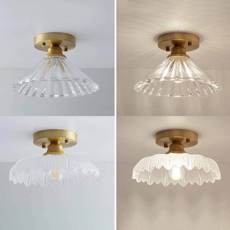 One-Light Vintage Ceiling Light Brass Metal Ceiling Mounted Fixture