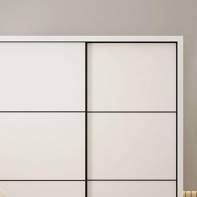 Sliding Wardrobe Closet with Shelves White Wooden Wardrobe Armoire