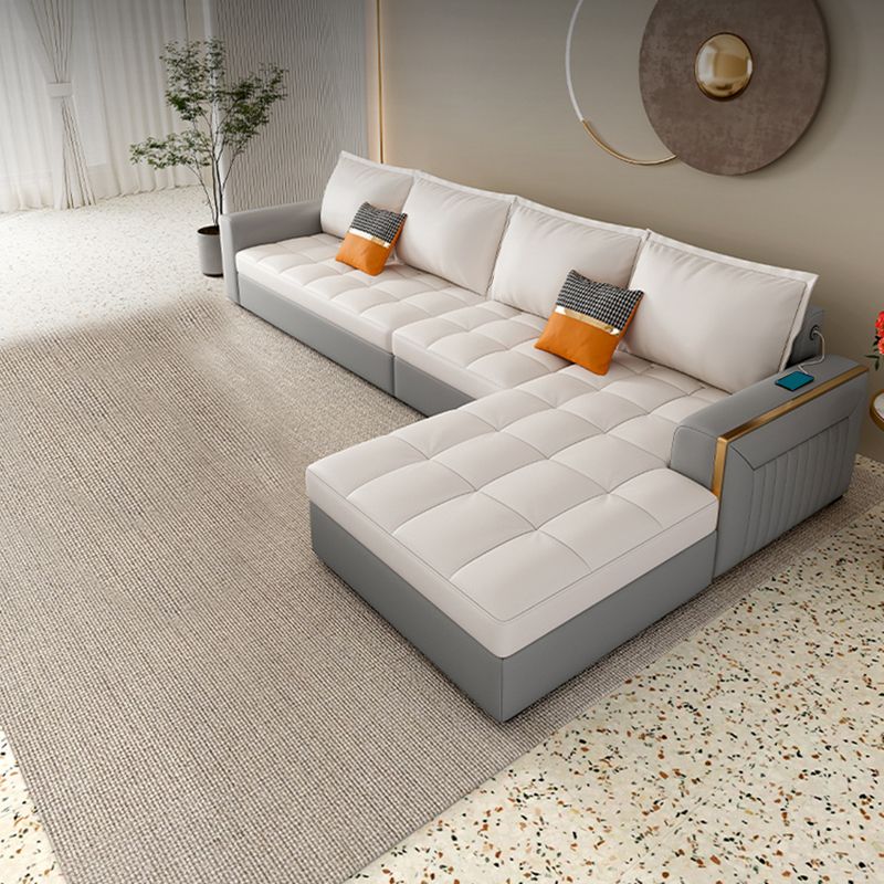 Stain Resistant Sofa Bed USB Charging Convertible Sectional with Storage