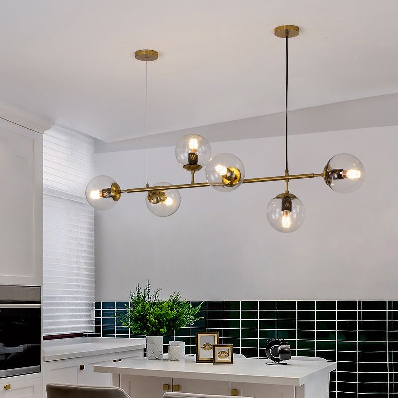 Modern Creative Style Pendant Lamp 6-Light Round Glass Island Light Fixture