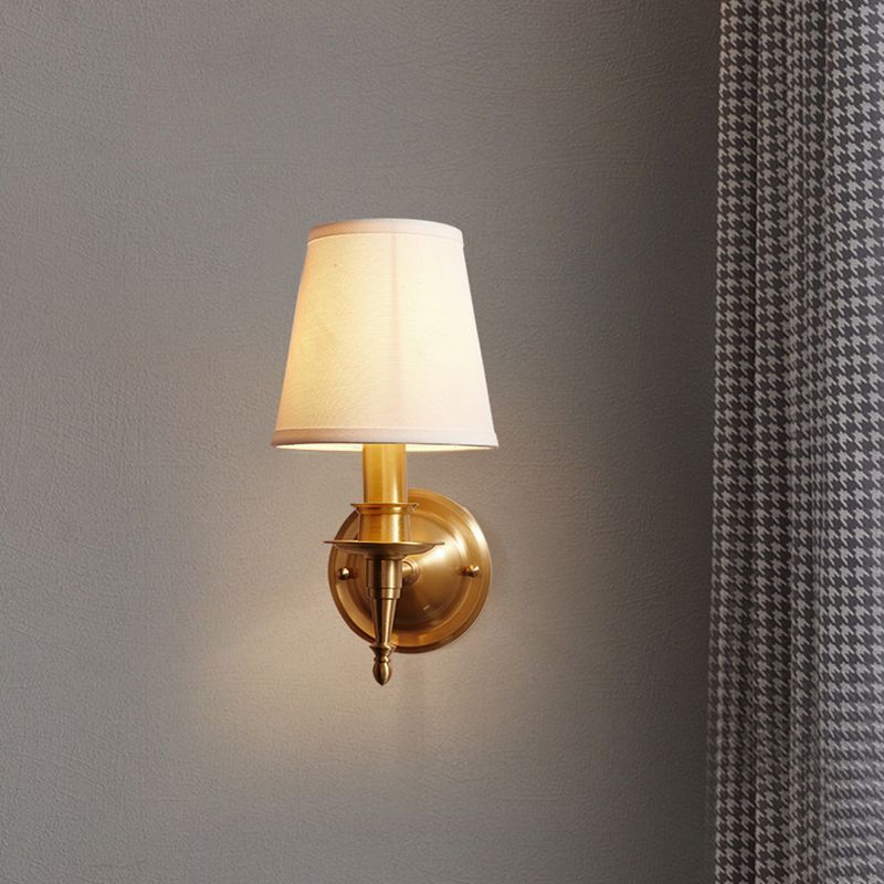 Cone Wall Lighting Modern Fabric Wall Light Fixtures in Gold