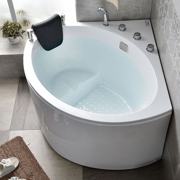 Corner Acrylic Bathtub Soaking White Modern Back to Wall Bath