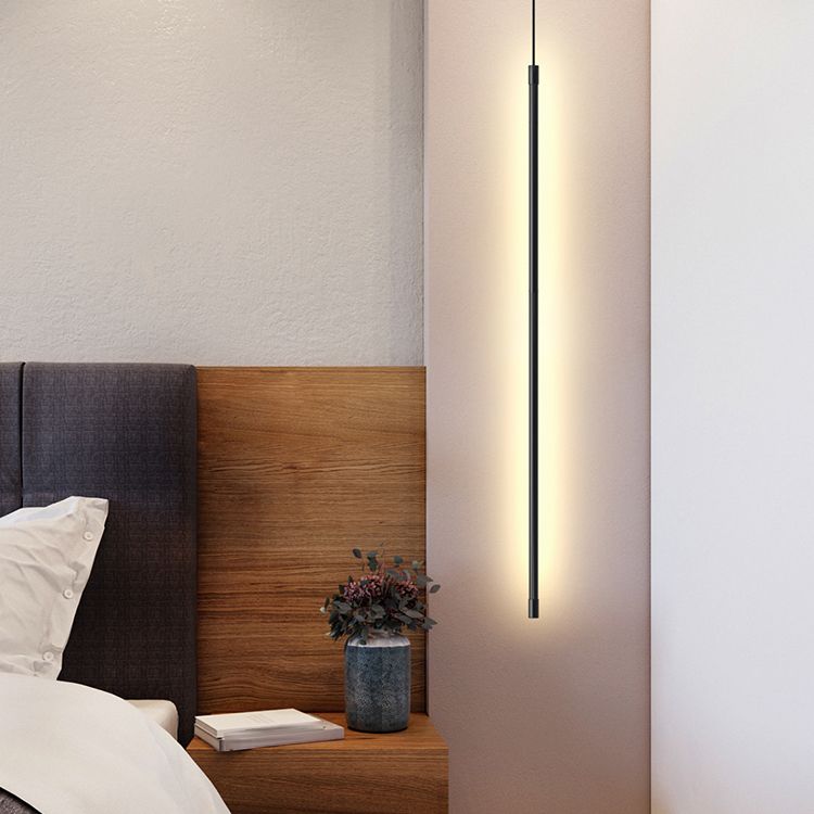 Linear Hanging Lighting Modern Style Metal 1 Light Pendant Lamp for Bedside