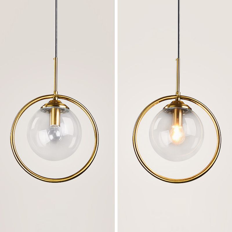 Luminaires suspendus en métal Globe lampe de suspension nordique avec nuance en verre