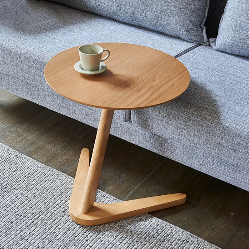 Scandinavian Solid Wood End Table Abstract Round Living Room Side Table