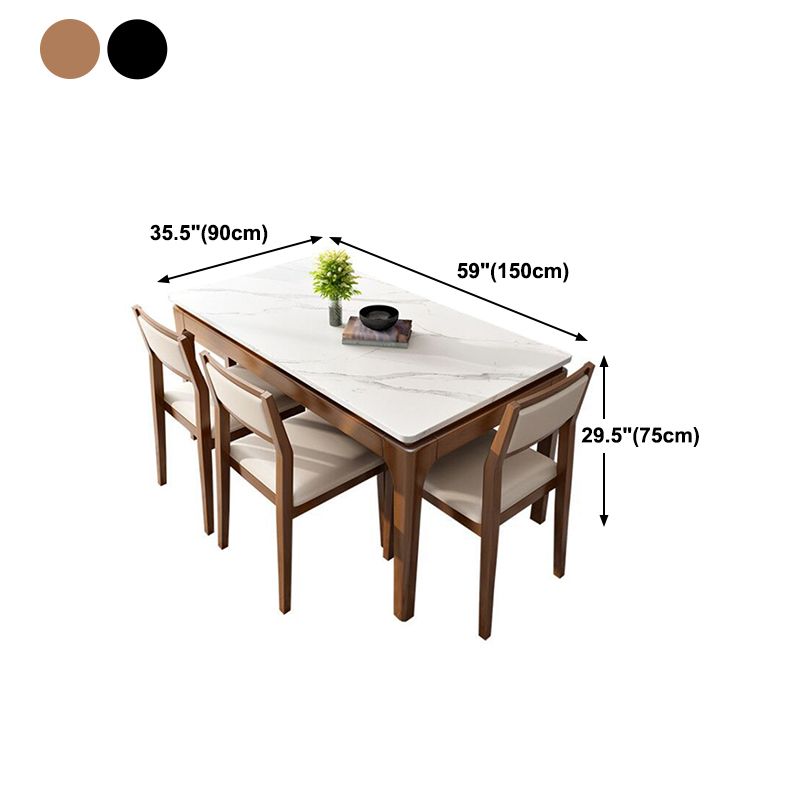 White Stone Table Mid-Century Modern Dining Table with 4 Legs