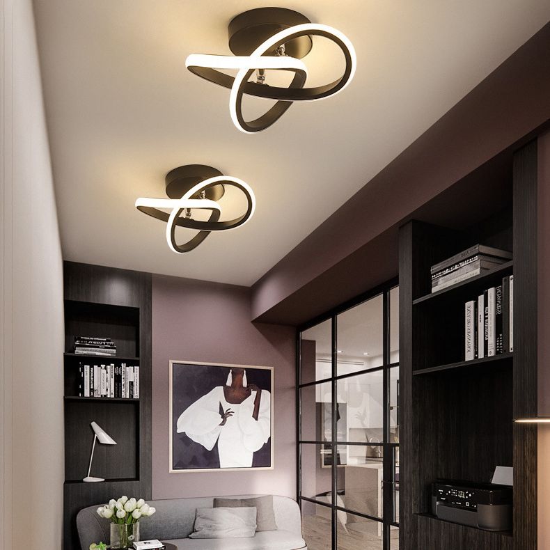 Modern Minimalism LED Ceiling Lighting Metal Geometric Frame Semi Flush Mount Lighting for  Hallway