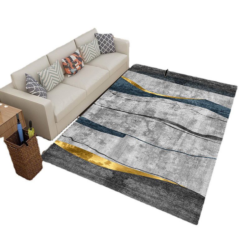 Green Stripe Rug Polyester Graphic Indoor Rug Stain Resistant Rug for Living Room