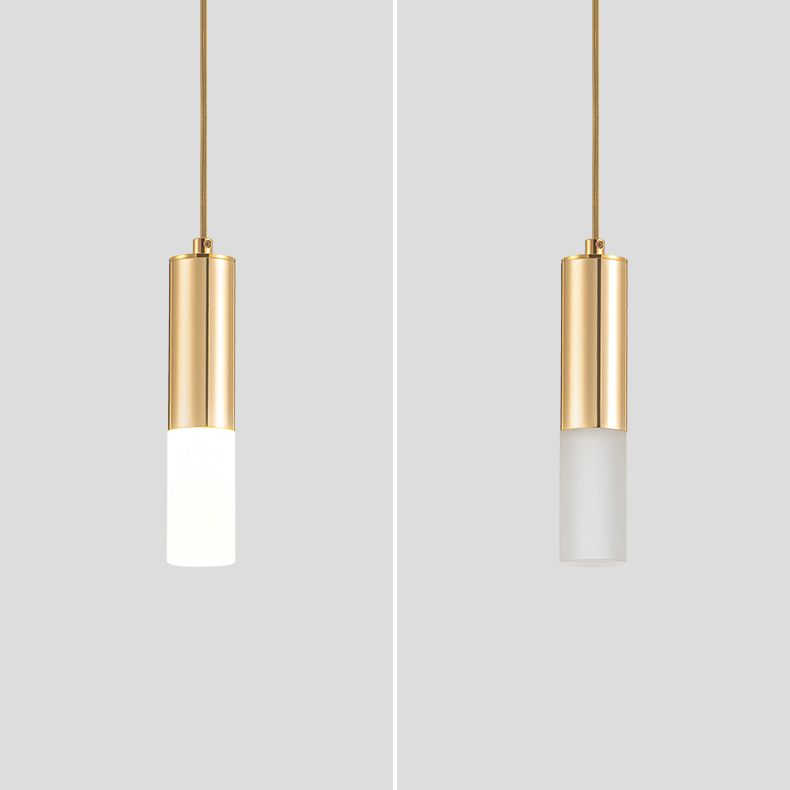 Forme de cylindre Metal Pendant Light Modern Style 1 Lumière Lumière Lumière en or