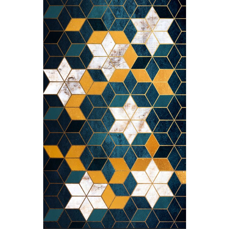 Fancy Modern Area Rug Geometric Pattern Polyester Area Carpet Stain Resistant Rug for Home Decor