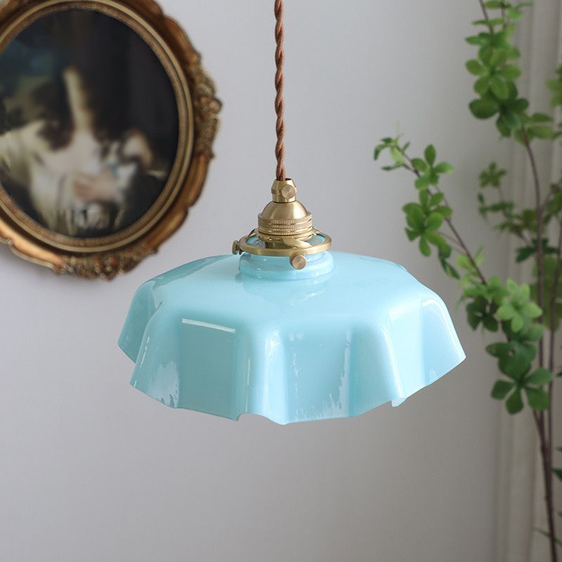 Vintage Glass Hanging Pendant Light 1-Light Drop Pendant for Dining Room