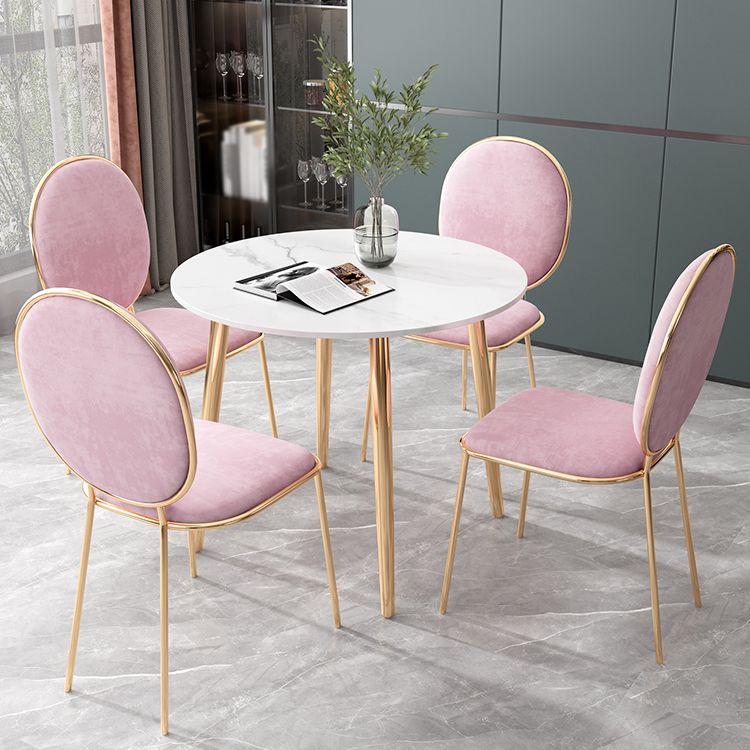 Glam Style Stone Top Dining Table with Gold 4 Legs for Living Room