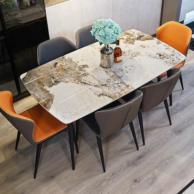 Rectangular Sintered Stone Dining Table Modern Furniture with 4 Legs in Matte Finish Home