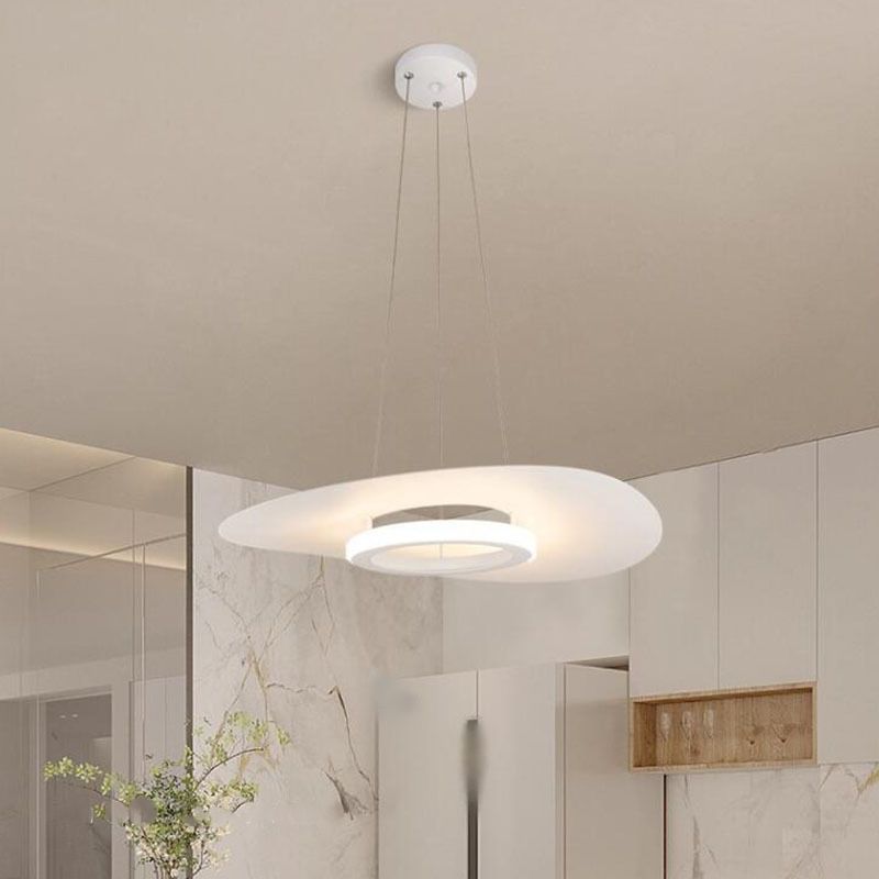 Modern Stylish LED Hanging Lamp Aluminum Hat Shaped Dining Room Pendant Light