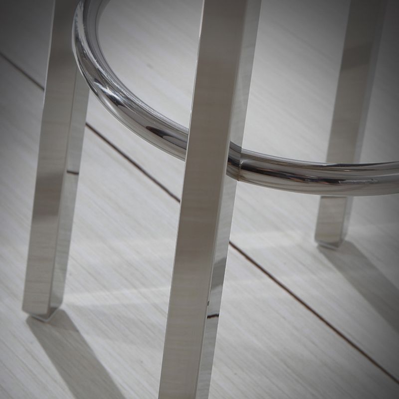 Silver Industrial 29.5" H Barstool Glossy Stainless Steel Brushed Tall Stool 1 Piece
