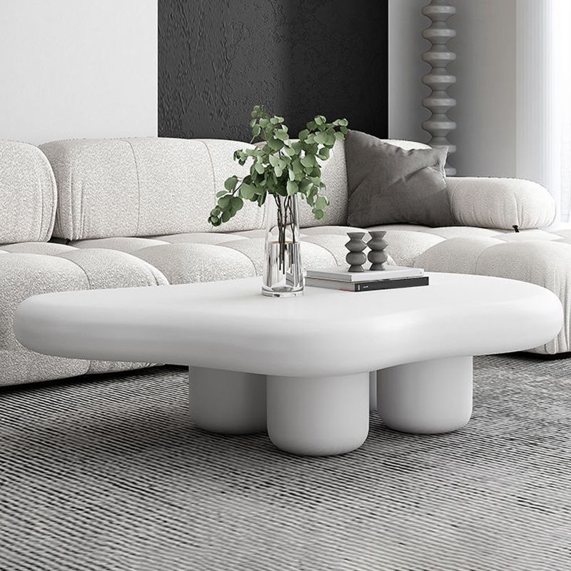 11"H Contemporary Coffee Table Wooden 2 Legs Coffee Cocktail Table