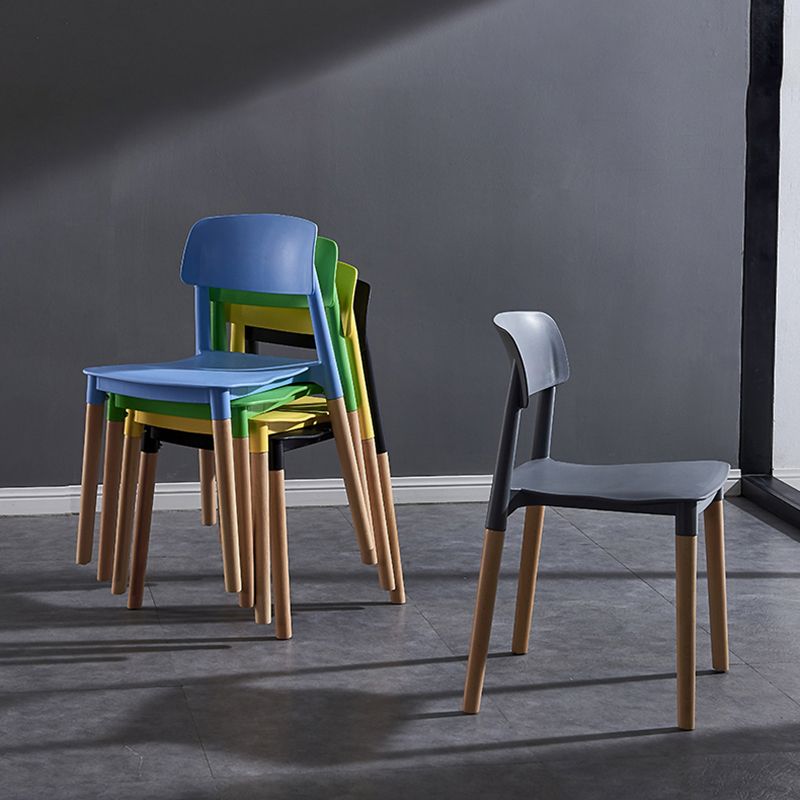 Modern Square Open Back Dining Chair Plastic Stackable Side Dining Chairs for Kitchen