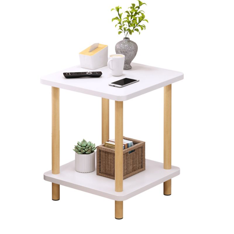 Nordic Square/Round Wood End Table 20.87" H 2-Tier Side Table