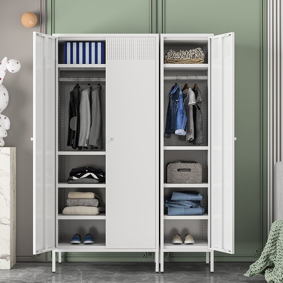 Metallic Finish Cabinet with Legs Contemporary Metal Wardrobe for Home