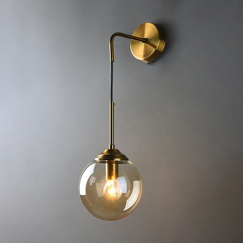 Industrial Style Ball Shade Wall Lamp Glass 1 Light Sconces for Bedroom